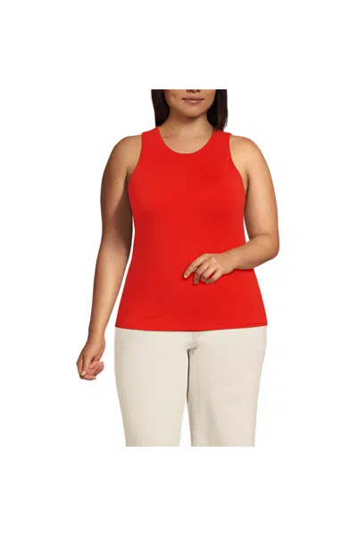 Lands' End Women's Plus Size Slender Tank Top In Red