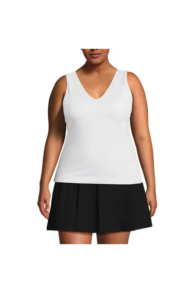 Lands' End Women's Plus Size Slender Tank Top In White