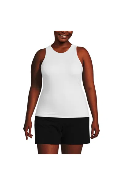 Lands' End Women's Plus Size Slender Tank Top In White