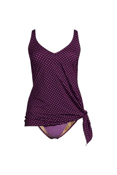 Lands' End Women's Plus Size Slendersuit Fauxkini Low Leg One Piece Swimsuit In Purple