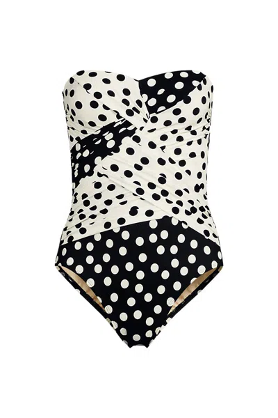 Lands' End Women's Plus Size Slendersuit Wrap Bandeau One Piece Swimsuit In Multi