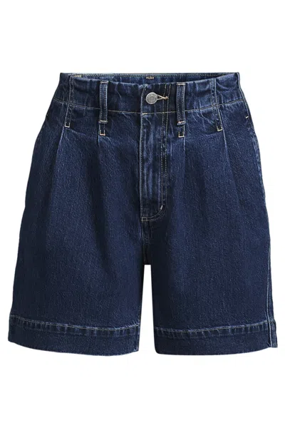 Lands' End Women's Plus Size Soft Denim High Rise 7" Pleated Trouser Shorts In Blue
