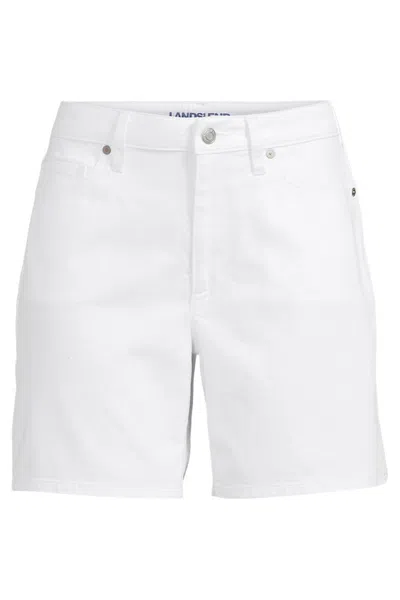 Lands' End Women's Plus Size Soft Denim Mid Rise 7" Jean Shorts In White