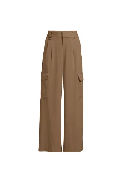 Lands' End Women's Plus Size Soft Polish Cargo High Rise Wide Leg Pants In Brown