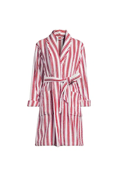 Lands' End Women's Soft Terry Long Sleeve Knee Length Robe In Red