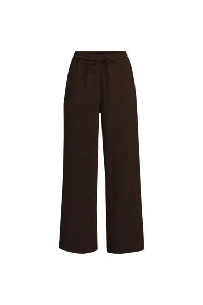 Lands' End Women's Plus Size Sport Knit Elastic Waist Wide Leg Crop Pants In Brown