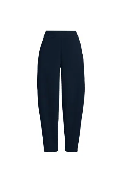 Lands' End Women's Plus Size Sport Knit High Rise Barrel Ankle Pants In Blue