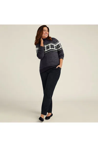 Lands' End Women's Plus Size Sport Knit High Rise Corduroy Pants In Blue