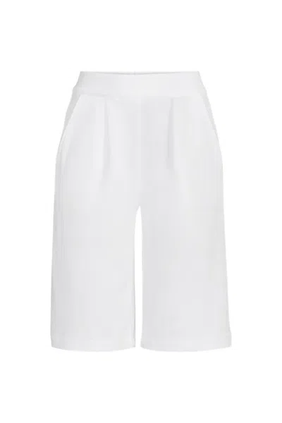 Lands' End Women's Plus Size Sport Knit High Rise Pleated 12" Bermuda Shorts In White