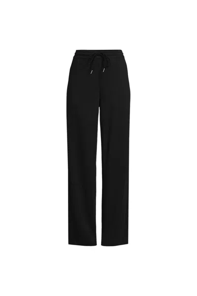 Lands' End Women's Plus Size Sport Knit High Rise Pull On Relaxed Straight Leg Pants In Black