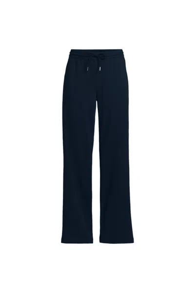 Lands' End Women's Plus Size Sport Knit High Rise Pull On Relaxed Straight Leg Pants In Blue