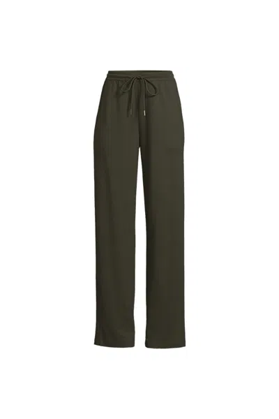 Lands' End Women's Plus Size Sport Knit High Rise Pull On Relaxed Straight Leg Pants In Brown