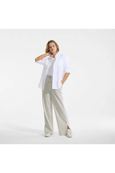 Lands' End Women's Plus Size Sport Knit High Rise Relaxed Straight Leg Side Stripe Pants In Gray