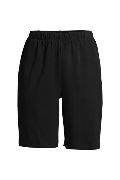 Lands' End Women's Plus Size Sport Knit High Rise Shorts In Black