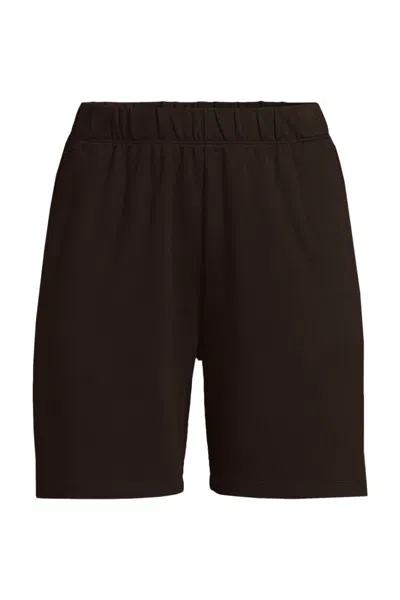 Lands' End Women's Plus Size Sport Knit High Rise Shorts In Brown