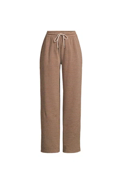Lands' End Women's Plus Size Sport Knit Jacquard High Rise Relaxed Straight Leg Pants In Brown