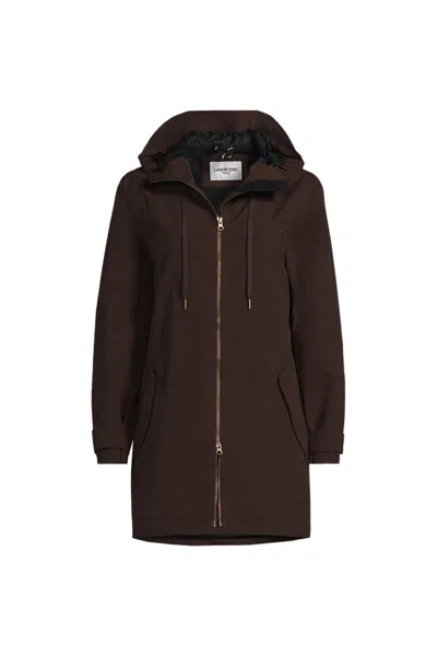 Lands' End Women's Plus Size Squall A-line Rain Jacket In Brown