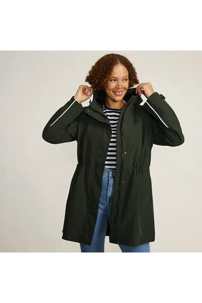 Lands' End Women's Plus Size Squall Hooded Waterproof Raincoat In Green