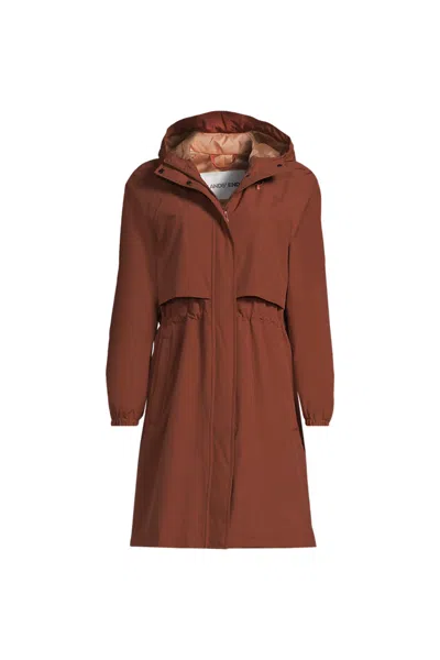 Lands' End Women's Plus Size Squall Packable Long Raincoat In Brown