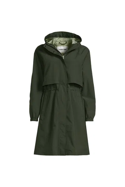 Lands' End Women's Plus Size Squall Packable Long Raincoat In Green