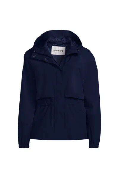 Lands' End Plus Size Print Squall Packable Rain Jacket In Blue