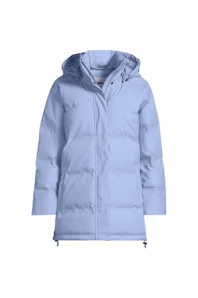 Lands' End Women's Plus Size Squall Slicker Puffer Jacket In Blue