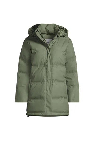 Lands' End Women's Plus Size Squall Slicker Puffer Jacket In Green