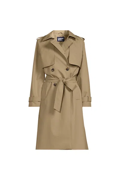 Lands' End Women's Plus Size Squall Waterproof Modern Trench Raincoat In Brown