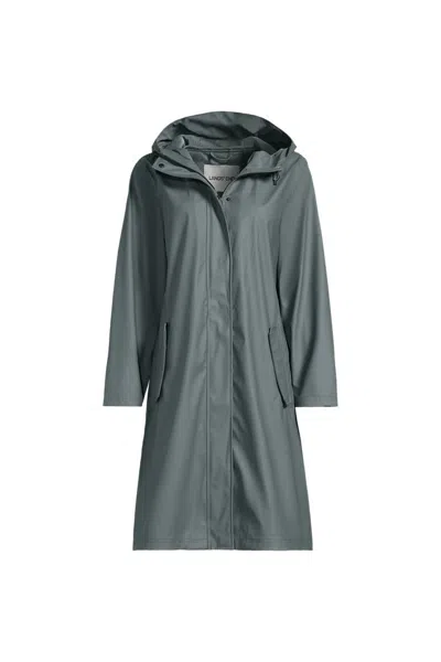 Lands' End Women's Plus Size Squall Waterproof Slicker Raincoat In Green
