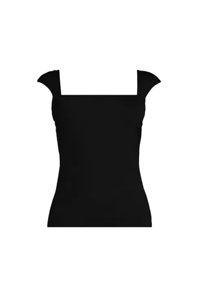 Lands' End Women's Plus Size Square Neck Underwire Tankini Top In Multi