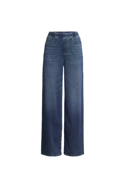Lands' End Women's Plus Size Starfish Denim High Rise Wide Leg Jeans In Blue