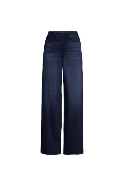 Lands' End Women's Plus Size Starfish Denim High Rise Wide Leg Jeans In Blue