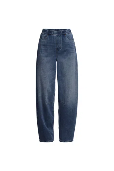 Lands' End Women's Plus Size Starfish High Rise Knit Denim Barrel Leg Ankle Jeans In Blue