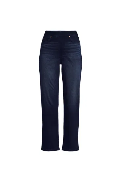 Lands' End Women's Plus Size Starfish High Rise Knit Denim Straight Crop Jeans In Gold