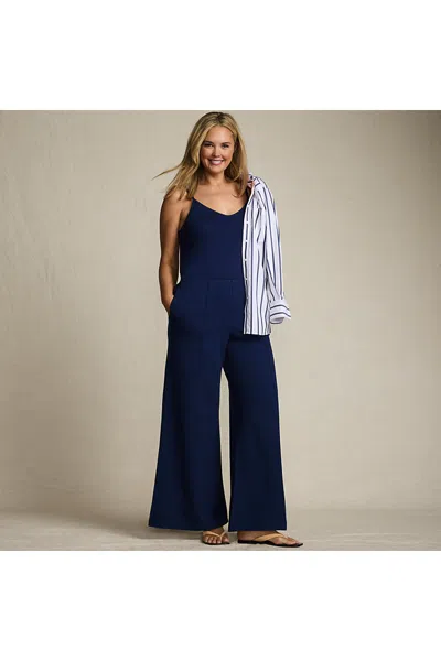 Lands' End Women's Plus Size Starfish High Rise Palazzo Pants In Blue