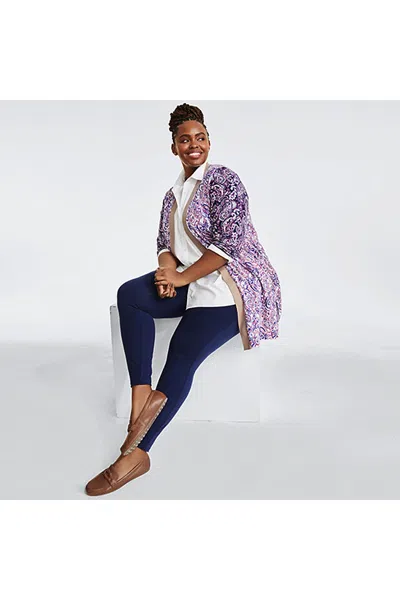 Lands' End Women's Plus Size Starfish Mid Rise Knit Leggings In Blue