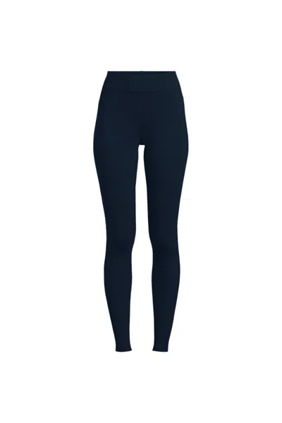 Lands' End Women's Plus Size Starfish Mid Rise Knit Leggings In Blue