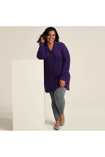 Lands' End Women's Plus Size Starfish Mid Rise Knit Leggings In Gray