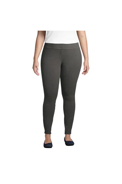 Lands' End Women's Plus Size Starfish Mid Rise Knit Leggings In Gray