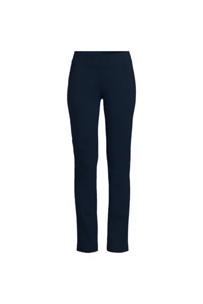 Lands' End Women's Plus Size Starfish Mid Rise Slim Leg Pants In Blue