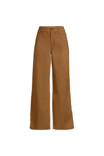 Lands' End Women's Plus Size Stretch Canvas High Rise Wide Leg Pants In Tan