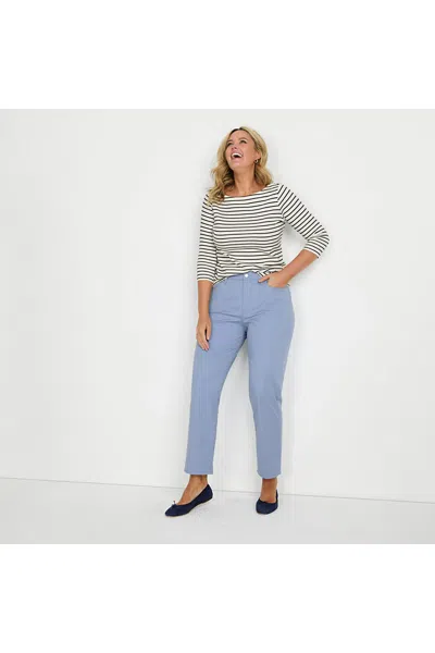Lands' End Women's Plus Size Stretch Chino High Rise Slim Pants In Blue