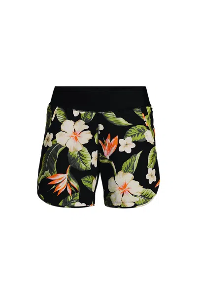 Lands' End Women's Plus Size Sunshade Upf 50 5" Board Shorts With Panty In Black
