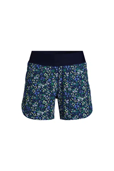 Lands' End Women's Plus Size Sunshade Upf 50 5" Board Shorts With Panty In Blue