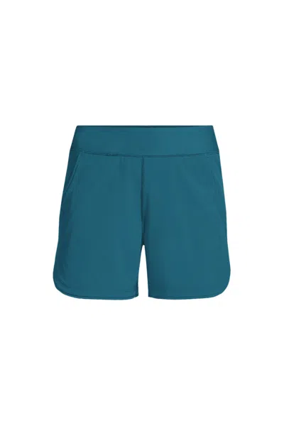 Lands' End Women's Plus Size Sunshade Upf 50 5" Board Shorts With Panty In Blue