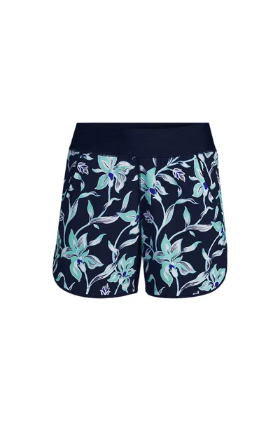 Lands' End Women's Plus Size Sunshade Upf 50 5" Board Shorts With Panty In Blue