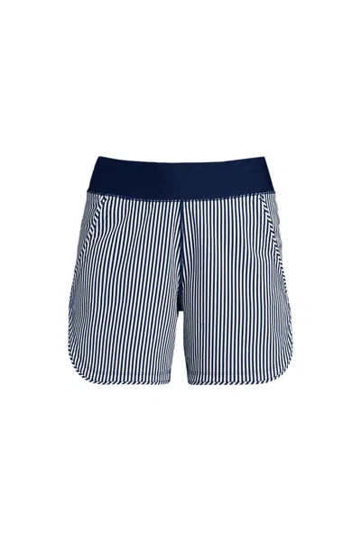 Lands' End Women's Plus Size Sunshade Upf 50 5" Board Shorts With Panty In Blue
