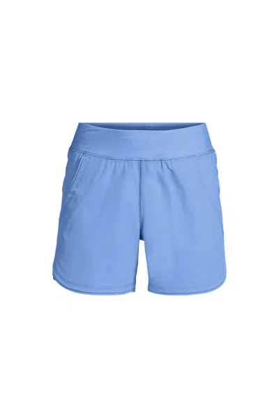 Lands' End Women's Plus Size Sunshade Upf 50 5" Board Shorts With Panty In Blue