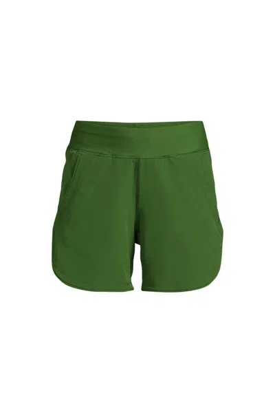 Lands' End Women's Plus Size Sunshade Upf 50 5" Board Shorts With Panty In Green