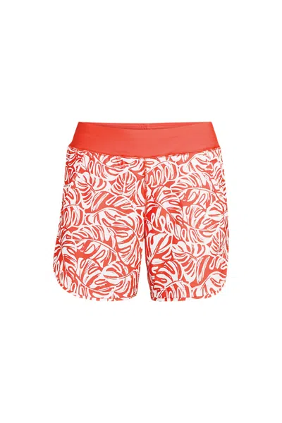 Lands' End Women's Plus Size Sunshade Upf 50 5" Board Shorts With Panty In Orange